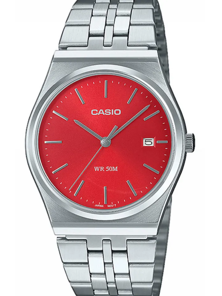 Montre Acier Casio cadran rouge