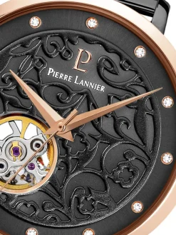 Montre automatique Pierre Lannier acier milanais noir 310F988