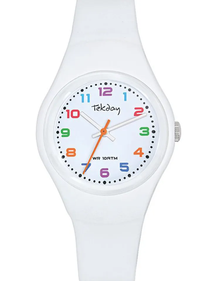 Montre blanche Tekday cadran chiffres colorés 654842