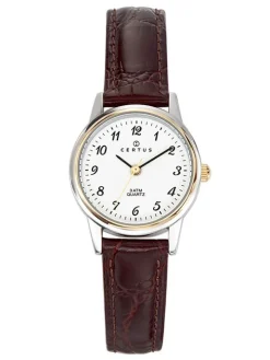 Montre Certus bicolore bracelet cuir marron