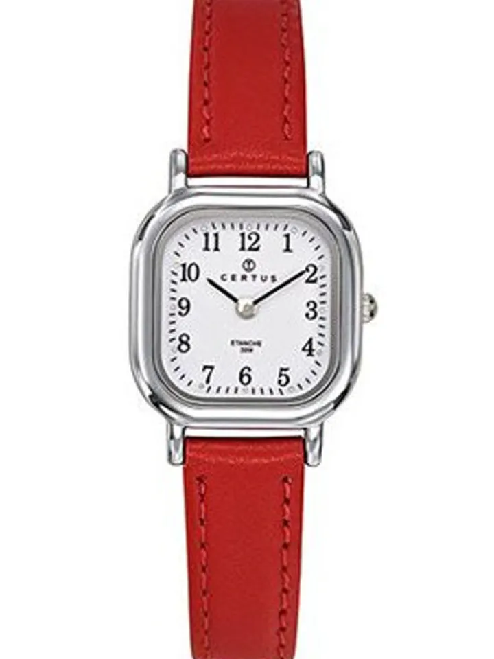 Montre Certus bracelet cuir rouge cadran carré 644411