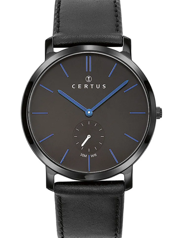 Montre Certus homme bracelet cuir noir 611062