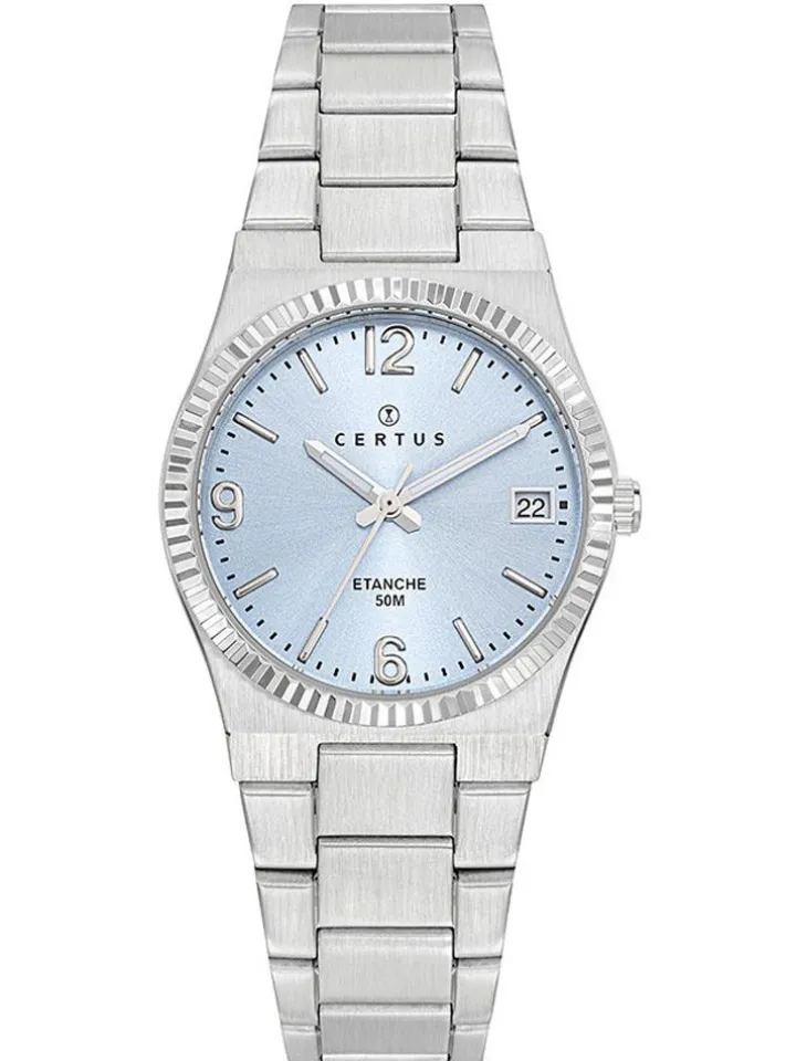 Montre Certus Pour femme tout Acier cadran bleu clair