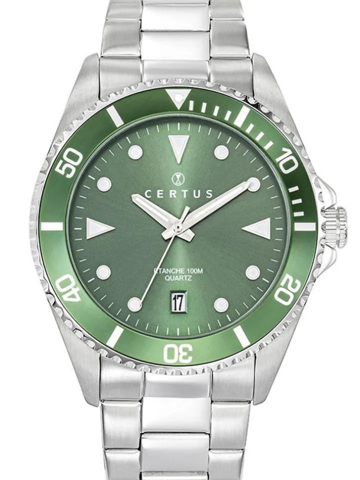 Montre de plongée homme Certus acier cadran vert