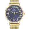Montre dorée femme Go milanais Bleu nuit