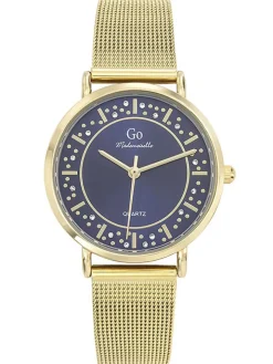 Montre dorée femme Go milanais Bleu nuit
