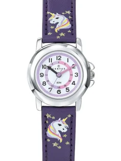 Montre enfant Certus violette avec tête de licorne