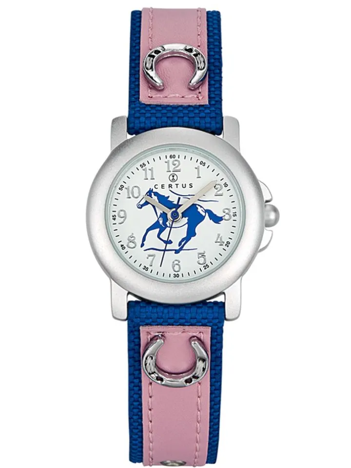 Montre enfant rose et bleu motif cheval - Certus