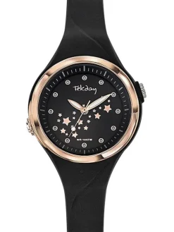 Montre enfant Tekday noire avec étoiles lumineuses