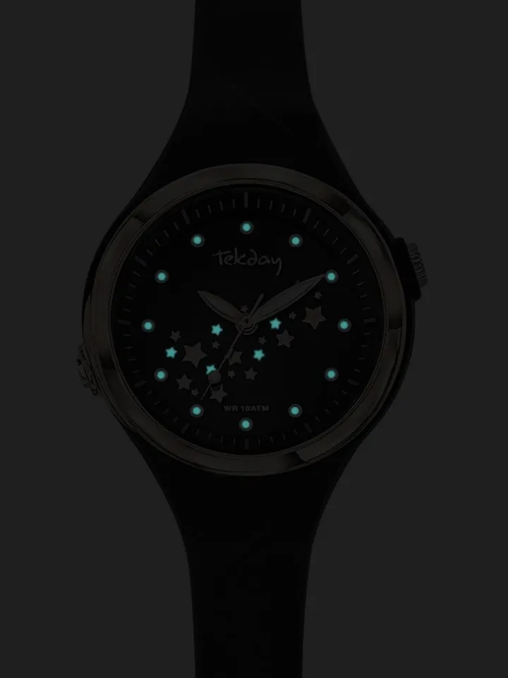 Montre enfant Tekday noire avec étoiles lumineuses