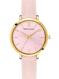 Montre femme bracelet cuir rose cadran rose
