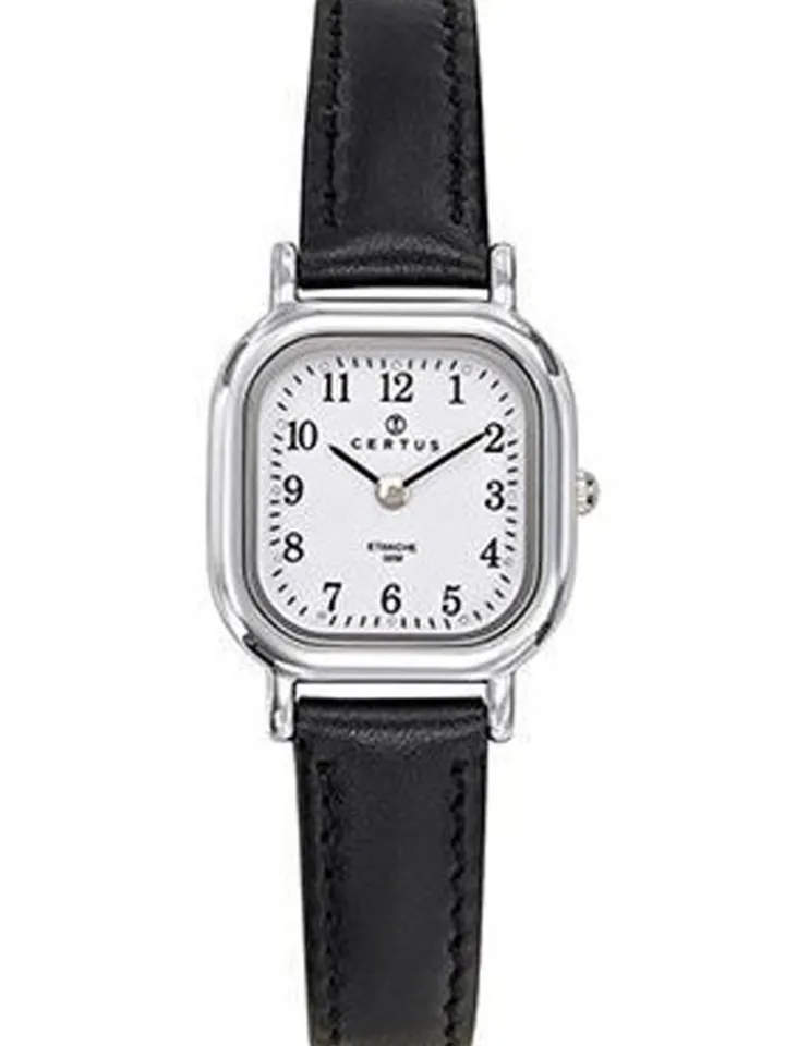 Montre femme Certus cadran carré bracelet cuir noir 644402