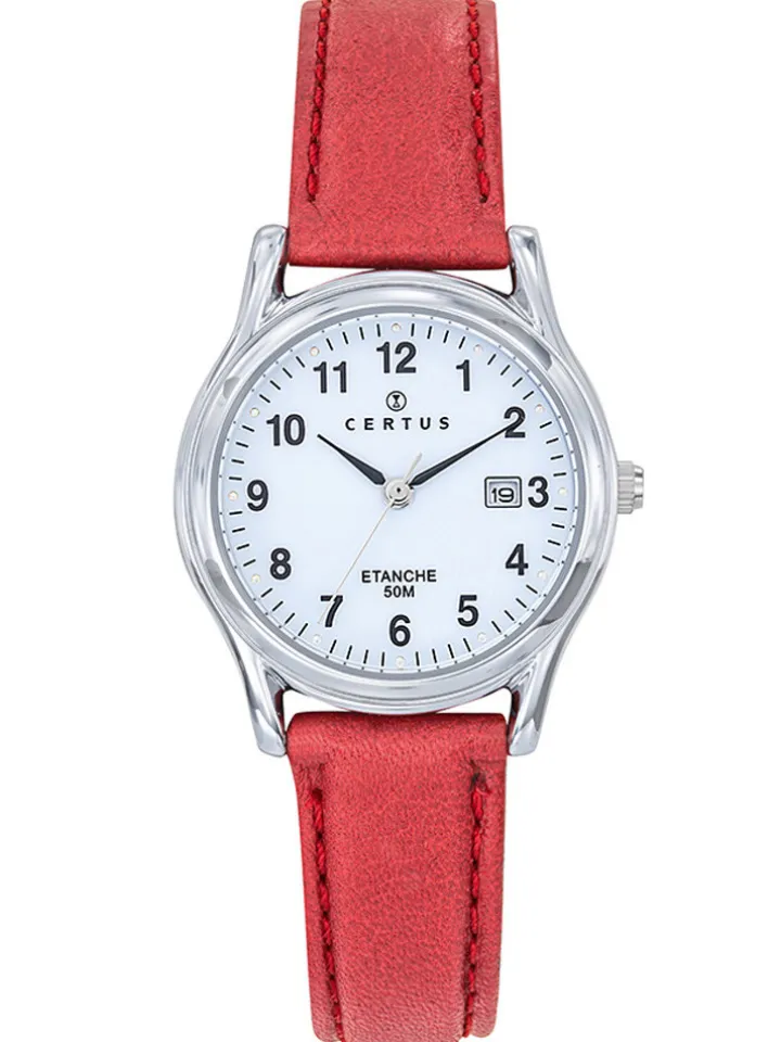 Montre femme Certus cuir rouge