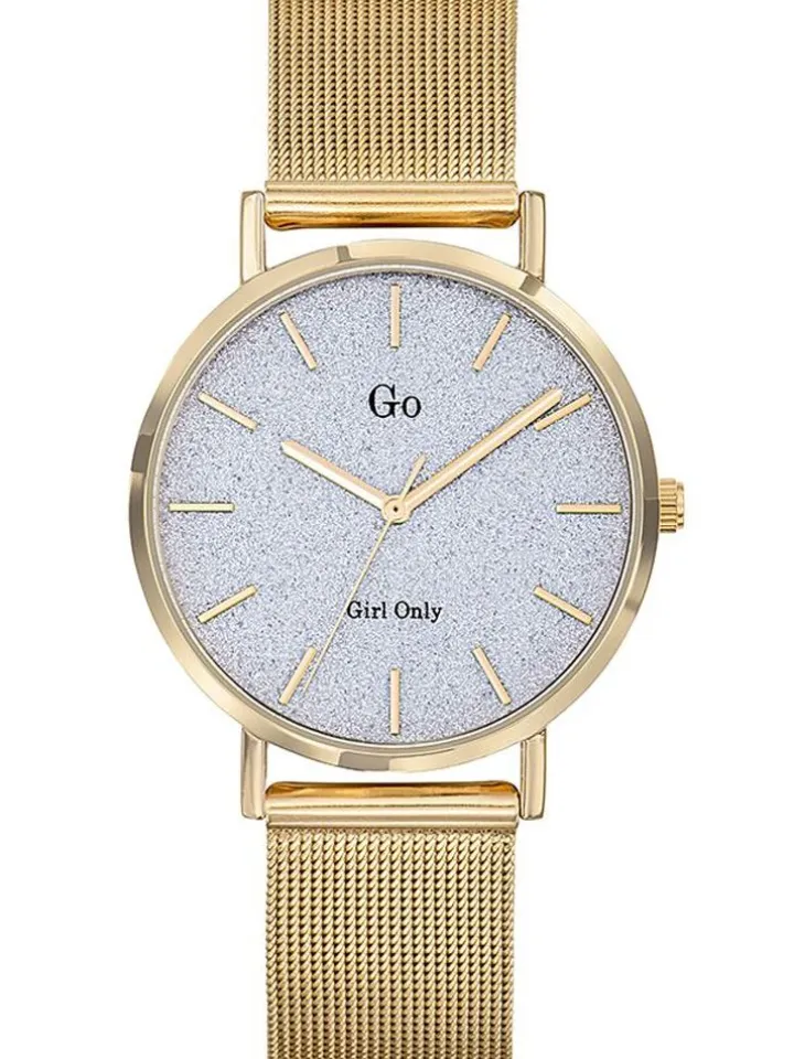 Montre femme Go bracelet milanais doré jaune fond pailleté 695935