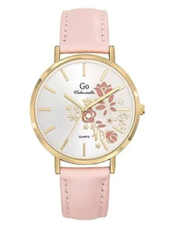 Montre femme Go rose dorée cadran fleuri