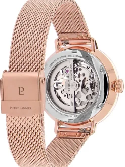 Montre femme Pierre Lannier automatique doré rose maille milanaise