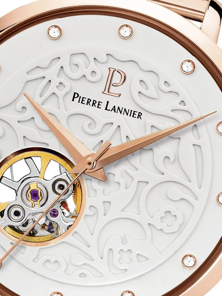 Montre femme Pierre Lannier automatique doré rose coeur battant