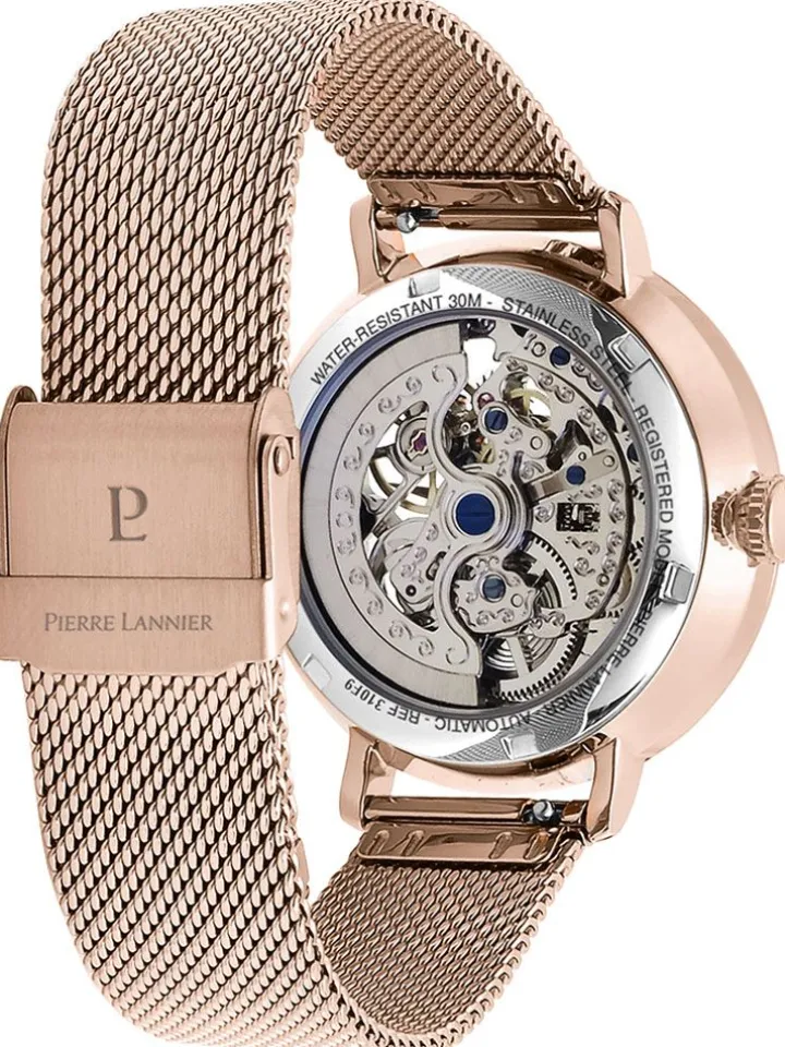 Montre femme Pierre Lannier automatique doré rose coeur battant