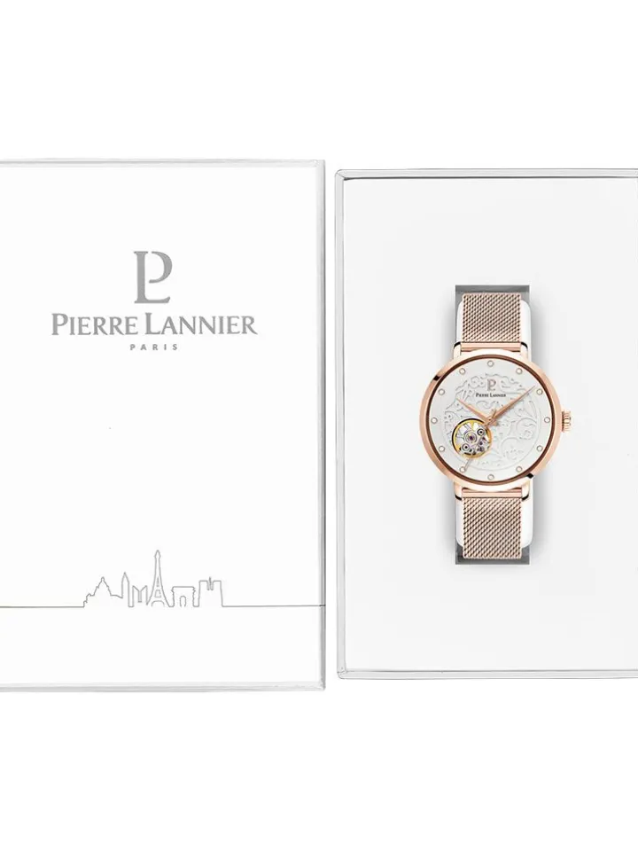 Montre femme Pierre Lannier automatique doré rose coeur battant
