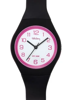 Montre femme Tekday noire et rose