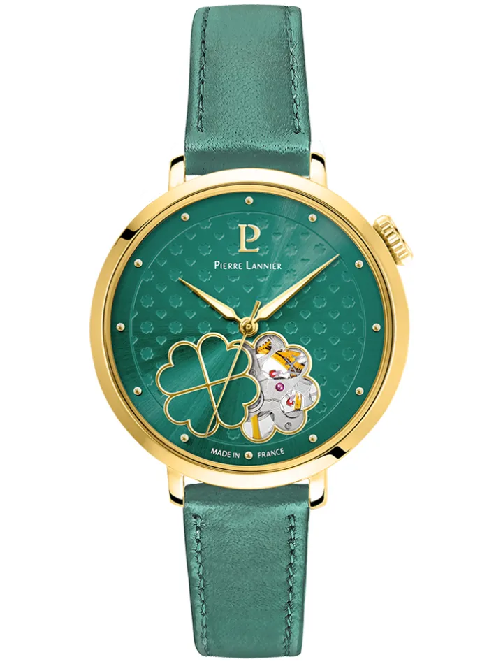 Montre femme trèfle Pierre Lannier verte 147K577