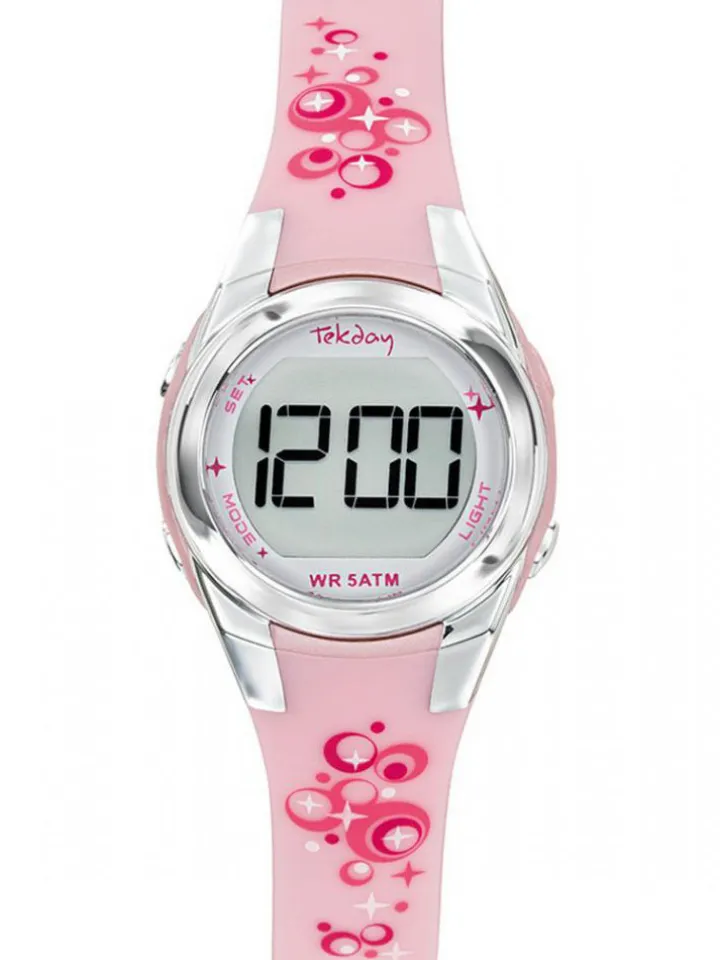 Montre fille digitale Tekday 654737 Rose dragée Framboise