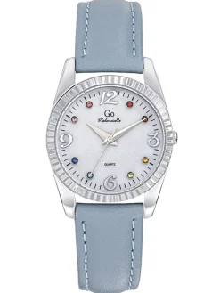 Montre Go bracelet cuir bleu cadran empierré