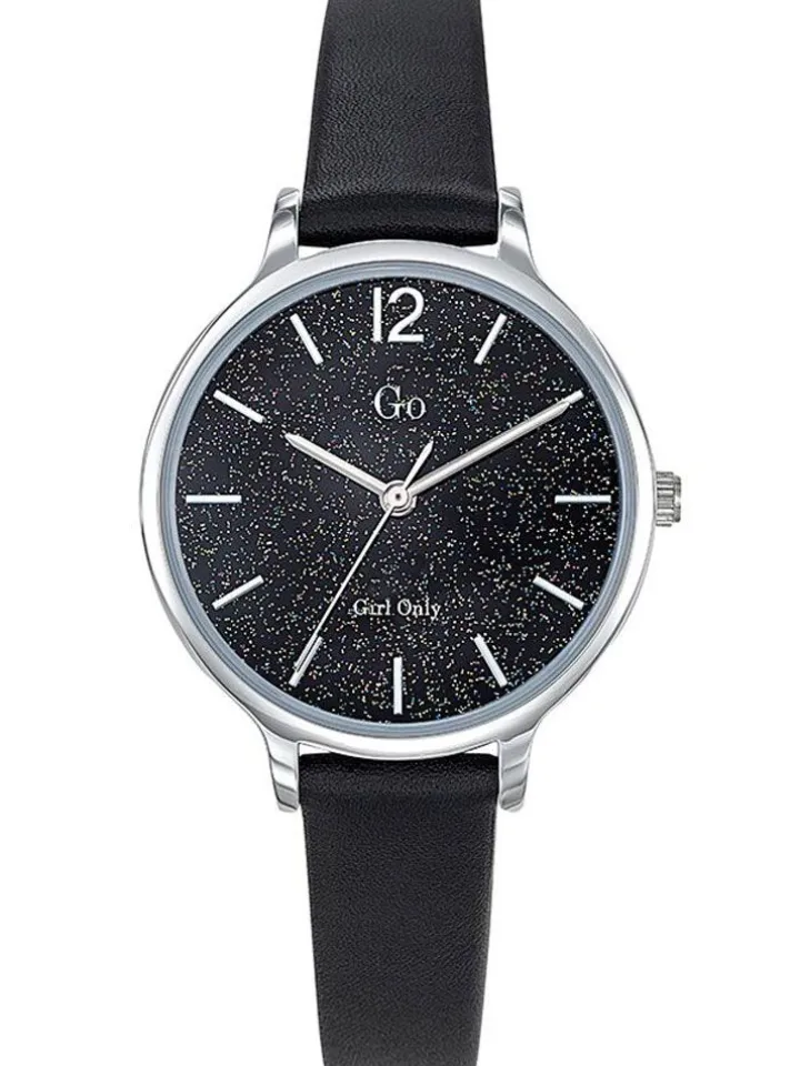 Montre Go Girl Only noire bracelet cuir cadran pailleté 699211