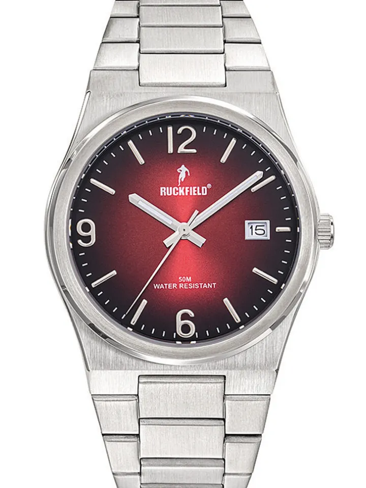 Montre homme acier Ruckfield cadran rouge et noir 685217