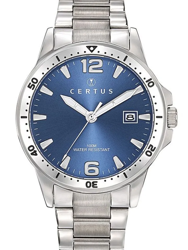 Montre homme Certus acier et fond bleu 616457