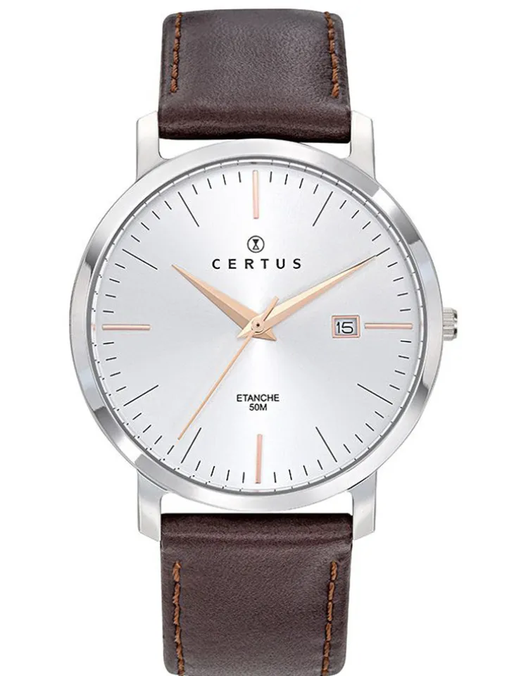 Montre homme Certus bracelet cuir brun
