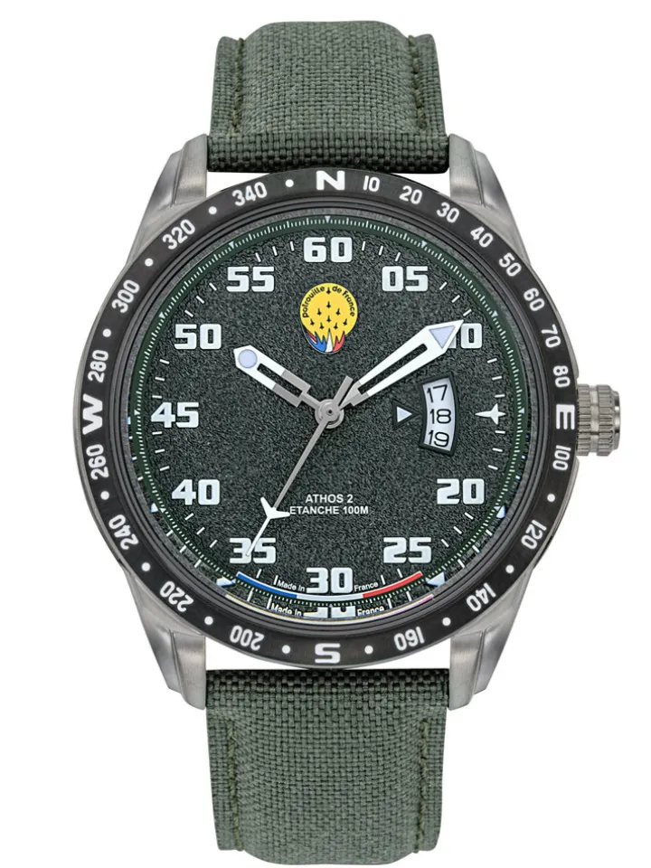 Montre homme Patrouille de France bracelet nylon vert kaki