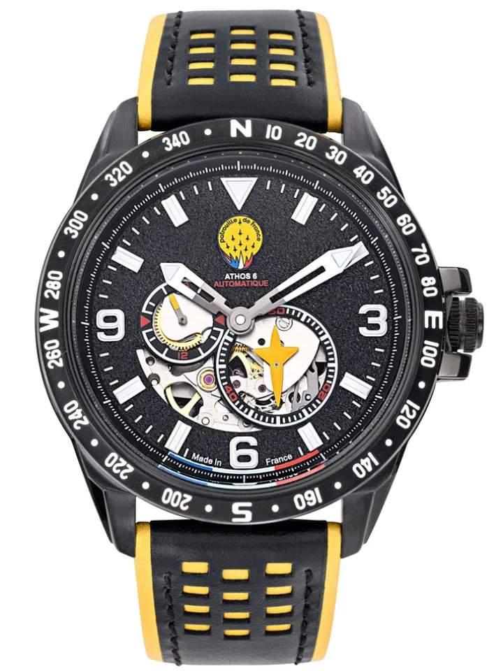 Montre homme Patrouille de France automatique noire et jaune