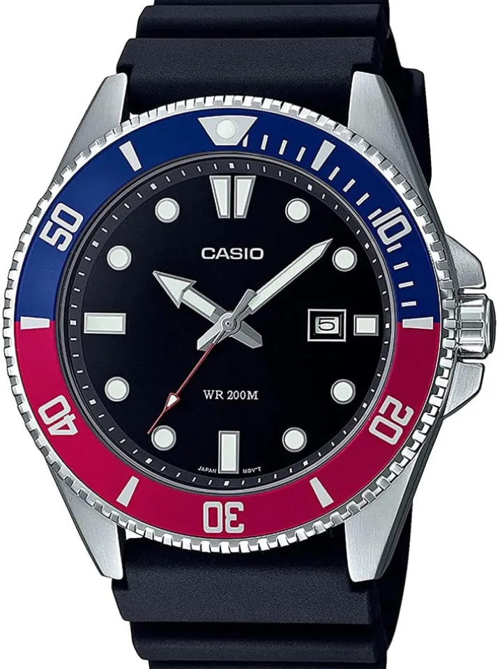 Montre homme sport noire de plongée Casio MDV-107-1A3VEF