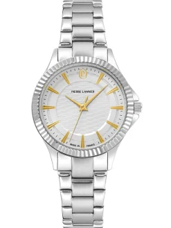 Montre élégante femme Pierre Lannier cadran couleur argent index dorés 017G621
