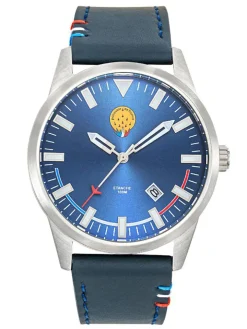 Montre Patrouille de France bleue acier bracelet cuir