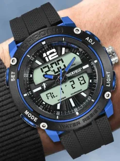 Montre sport double affichage Ruckfield bleu noir 685089