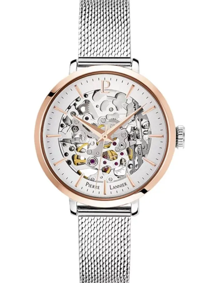 Montre squelette Pierre Lannier femme or rose acier argent 312B628