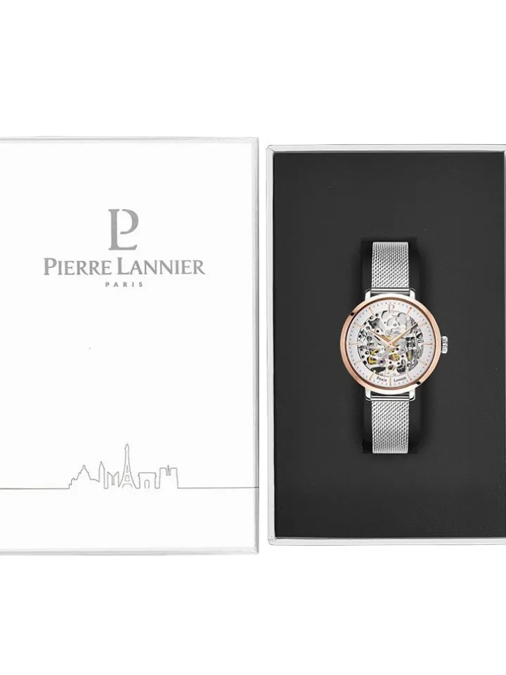 Montre squelette Pierre Lannier femme or rose acier argent 312B628