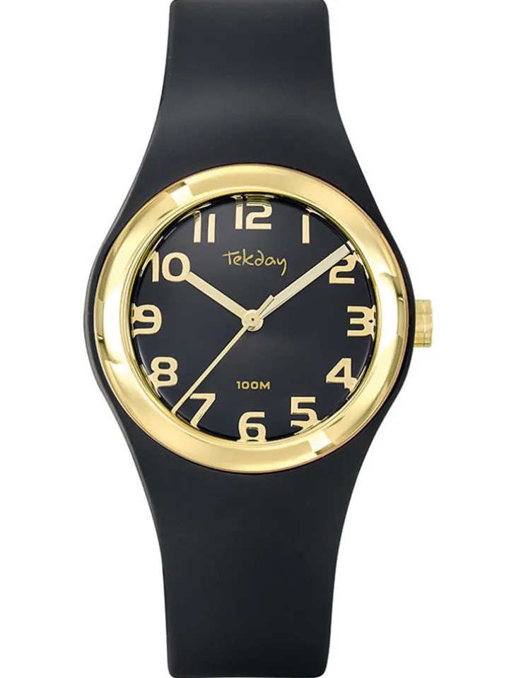 Montre Tekday noire et dorée