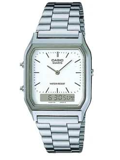 Montre vintage double affichage Casio cadran blanc